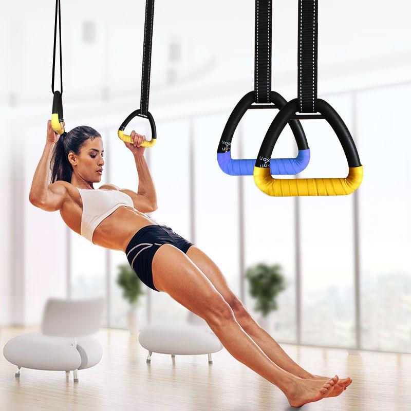 Multifunctional suspension training ring indoor and outdoor workouts.