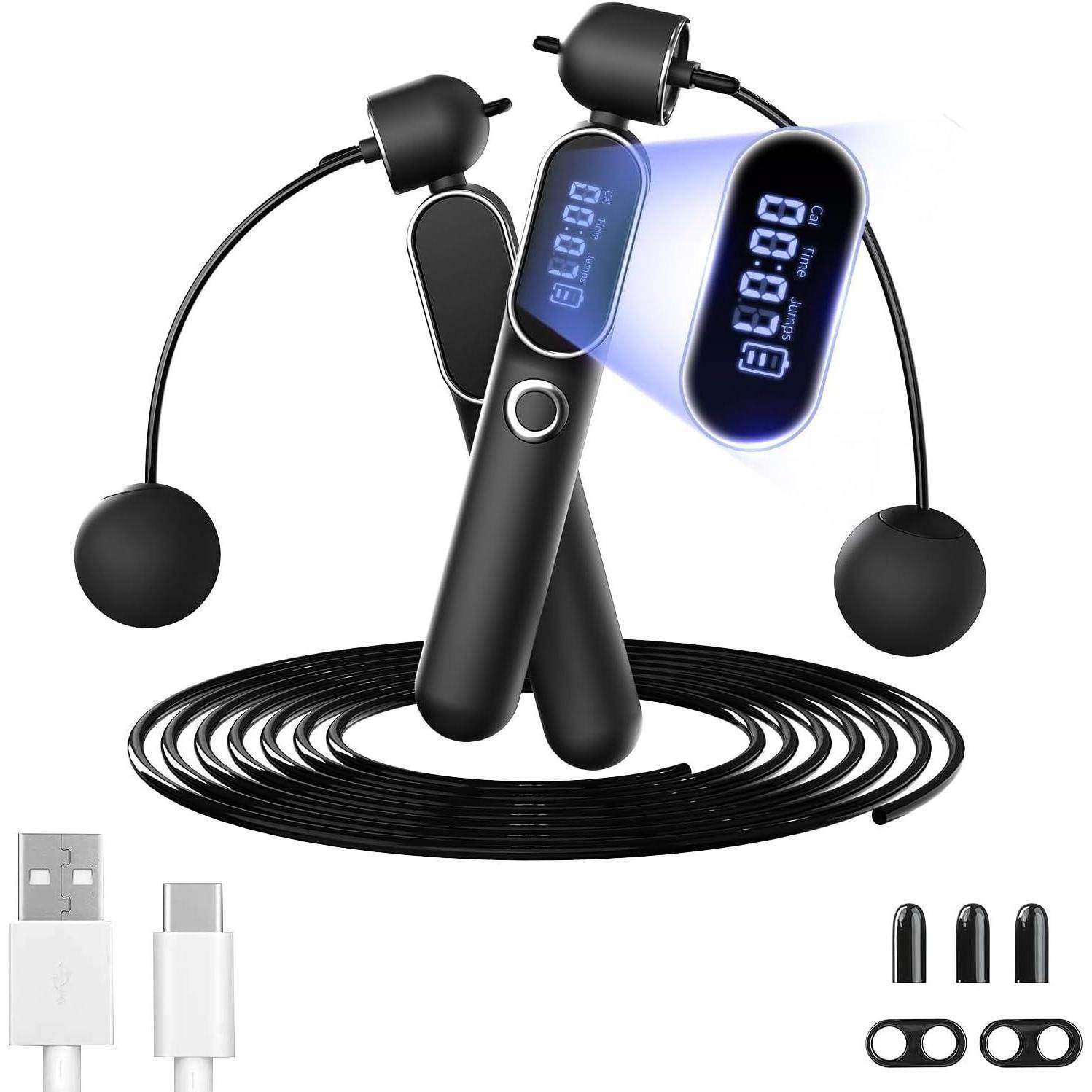 2 In 1 Adjustable Digital Cordless Jump Rope for Fitness & Training