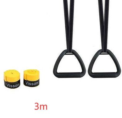 Multifunctional suspension training ring indoor and outdoor workouts.