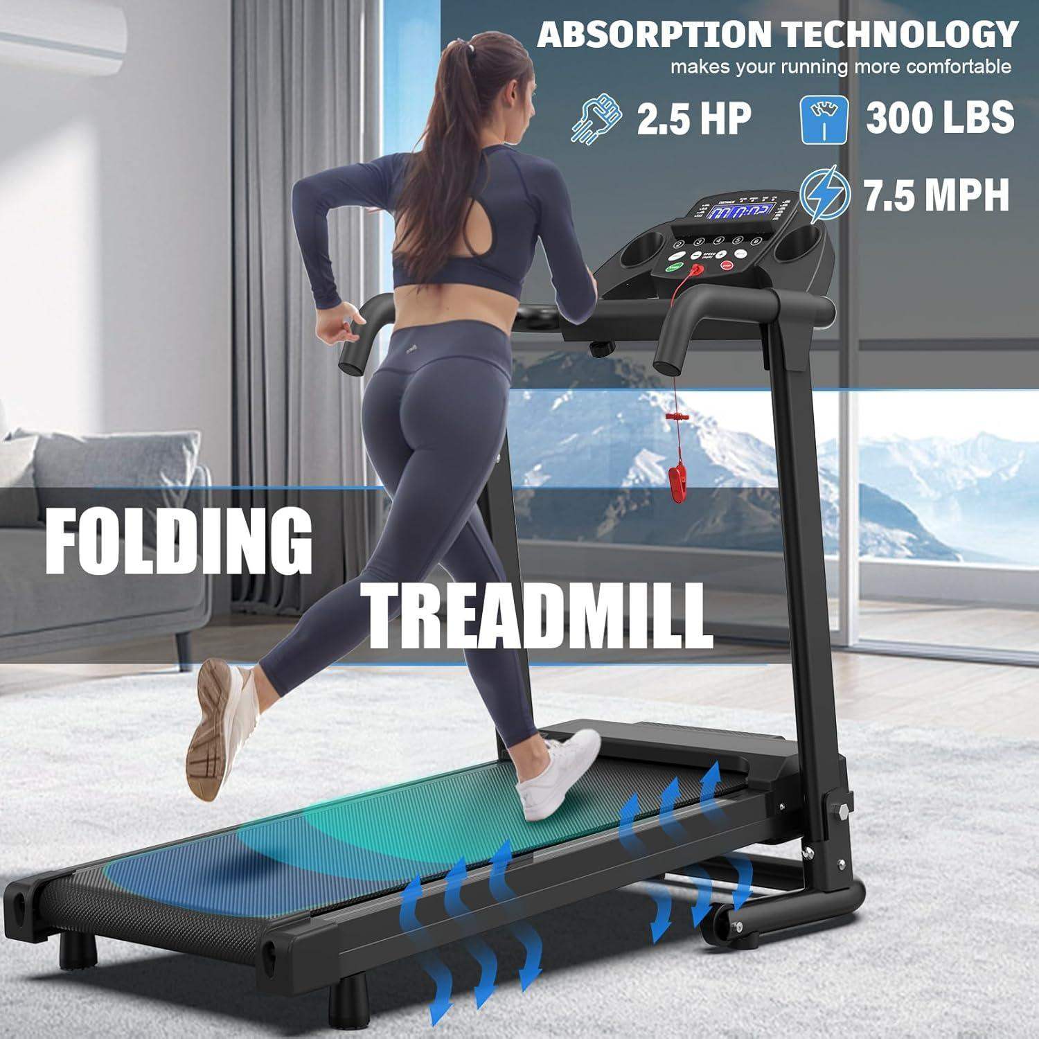 Foldable Portable Walking Machine Heavy-duty App Controlled Treadmill