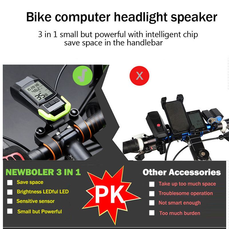 Bicycle Headlight Wireless Stopwatch Night Ride and Waterproof Bright.