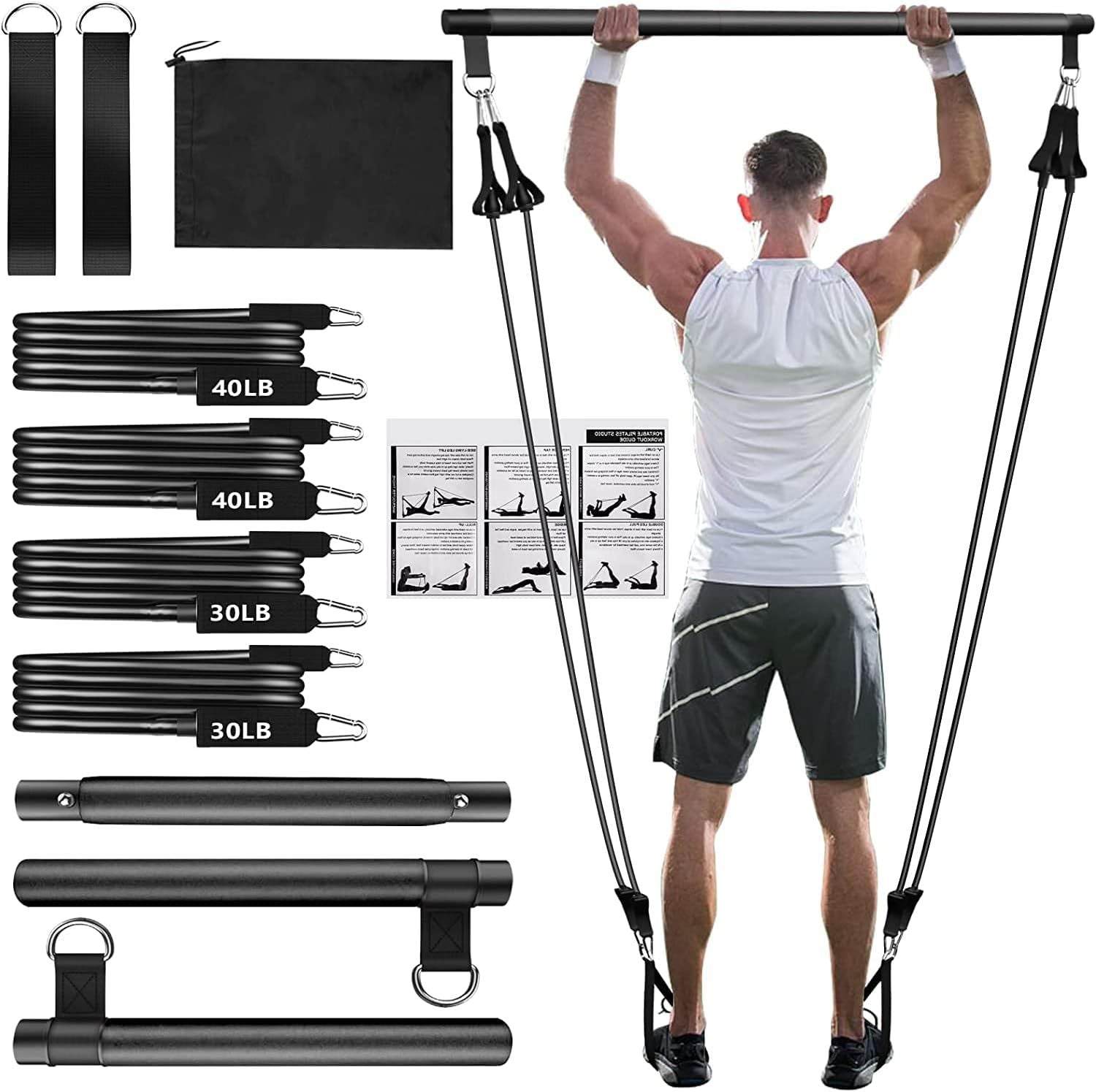 Pilates Bar Set - Multifunction Resistance Bands for Fitness & Yoga