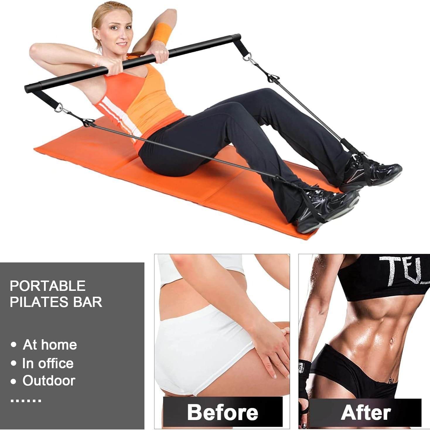 Pilates Bar Set - Multifunction Resistance Bands for Fitness & Yoga