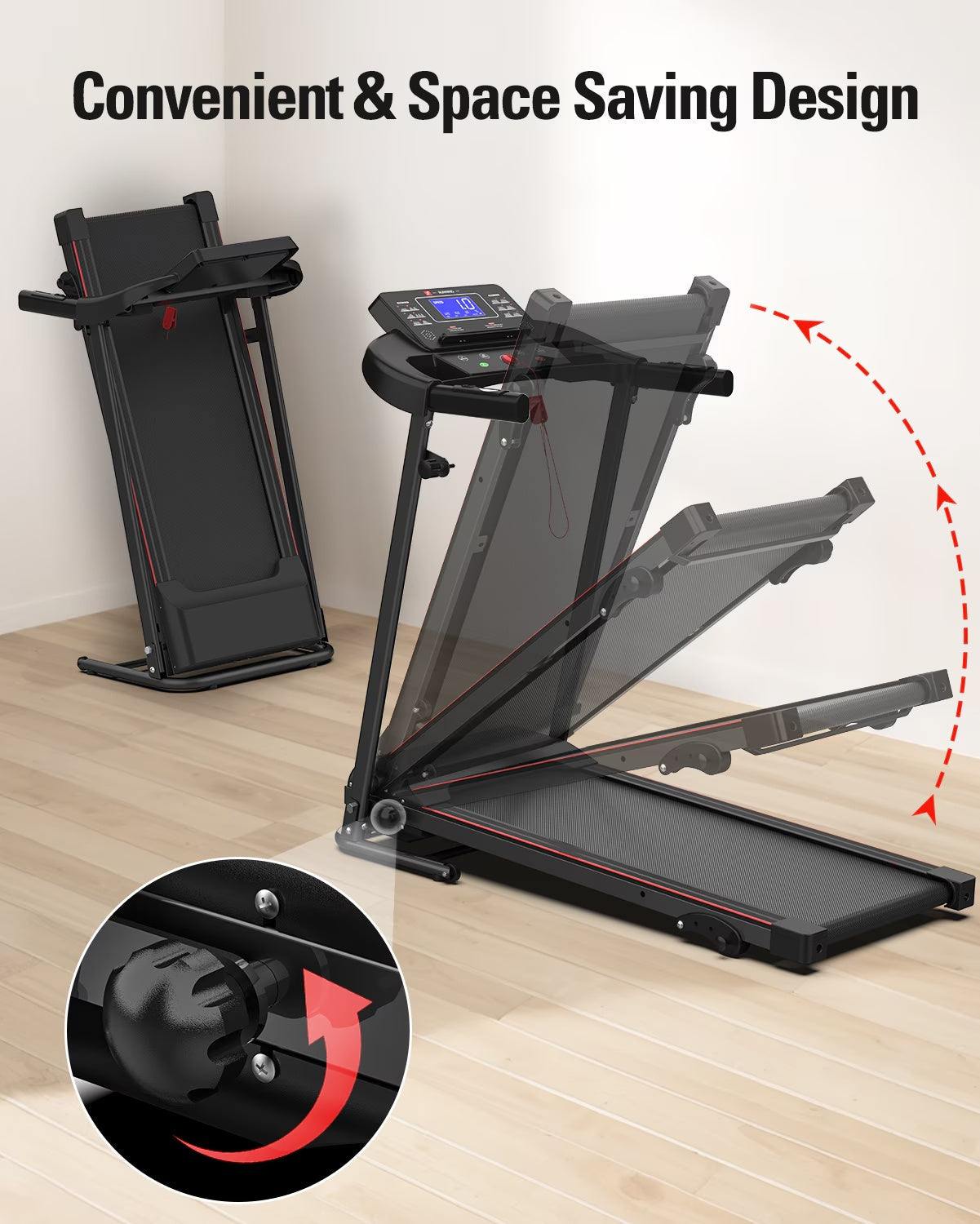 Foldable Treadmill - Compact and Quiet Running Machine with Incline