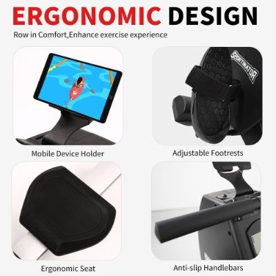 Rowing Machine 264 LBS | Foldable Home Rower Comfortable Seat Cushion