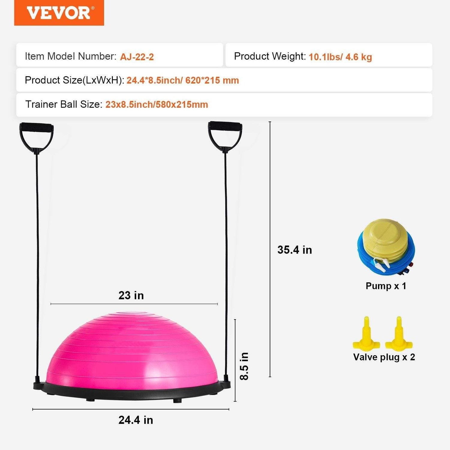 VEVOR Half Exercise Ball - 23 Inch Balance Trainer Full Body Workouts.
