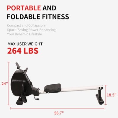 Rowing Machine 264 LBS | Foldable Home Rower Comfortable Seat Cushion